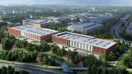 “山河绿”牵手“华为中国红”!山河智能高机设备集群助力华为团泊洼项目